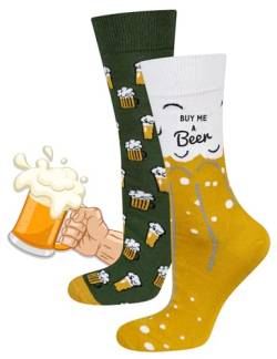 soxo Lustige Socken Herren Bier Geschenke Für Männer Bunte Herrensocken Lustig Socks Men 40-45 Gelb von soxo