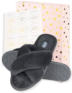 soxo Plüsch Hausschuhe Damen Lustige Geschenke Pantoletten Für Frauen Slipper Sommer Geschenk 39/40 Graphit von soxo