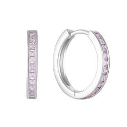 Starchenie Creolen Ohrringe 925 Silber mit Rosa Turmalin Zirkonia für Damen Huggie Ohrhänger Hypoallergen Schmuck Geschenk von starchenie