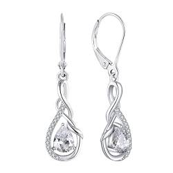 Starchenie Unendlichkeit Ohrringe 925 Sterling Silber Ohrringe Edelsteine Verdrehter Schmuck Geburtsstein Ohrringe für Damen von starchenie