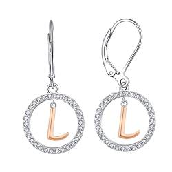 Starnny Buchstaben Ohrringe Silber 925 Damen Initiale Alphabet L 3A Cubic Zirkonia Ohrringe Rosegold Geschenke für Damen von starchenie