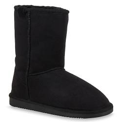 Warm Gefütterte Boots Damen Stiefeletten Schleifen Bommel Kunstfell Schlupfstiefel Schlupfstiefeletten Schuhe 28712 Schwarz Schwarz 39 Flandell von stiefelparadies