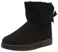 Warm Gefütterte Damen Stiefeletten Schlupfstiefel Boots Schleifen Schuhe 128596 Schwarz 40 Flandell von stiefelparadies