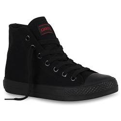 stiefelparadies Damen Schuhe High Top Sneakers Sportschuhe Kult Schnürer 51019 Schwarz Schwarz Ambler 36 Flandell von stiefelparadies