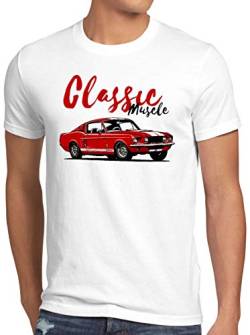 style3 Classic Muscle Car Herren T-Shirt Eleanor Fastback usa v8 gt500, Größe:M, Farbe:Weiß von style3