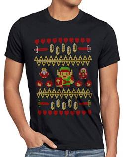 style3 Link Ugly Christmas Sweater Herren T-Shirt Strick Pulli Weihnachten Xmas, Größe:L, Farbe:Schwarz von style3