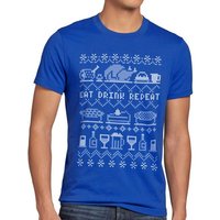 style3 T-Shirt Eat Drink Repeat Ugly Sweater weihnachtsessen fressen feiertage x-mas von style3