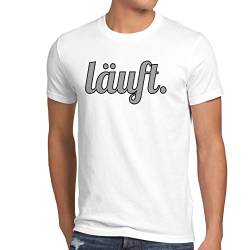 style3 läuft Herren T-Shirt Funshirt Spruchshirt Shirt, Größe:XL;Farbe:Weiß von style3