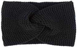 styleBREAKER Damen Feinstrick Stirnband mit Twist Knoten, Krausstrick Muster, warmes Winter Haarband, Headband 04026054, Farbe:Schwarz von styleBREAKER