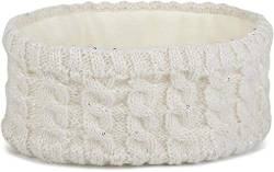 styleBREAKER Damen Strick Stirnband mit Zopfmuster und Pailletten, Fleece Futter, Haarband, Thermo Winter Headband 04026028, Farbe:Creme von styleBREAKER