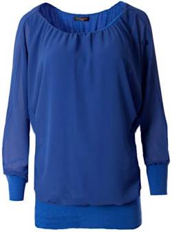 stylx Damen Bluse Shirt Langarmshirt Gr. 40-50 | Tunika mit langen Armen | Blusenshirt mit breitem Bund | Elegant - (royal blau, 42-44) von stylx