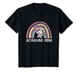 Kinder Schulkind 2024 Waschbär Schultüte Regenbogen Einschulung T-Shirt von süße Tiere für Kinder 1. Klasse Schulkind