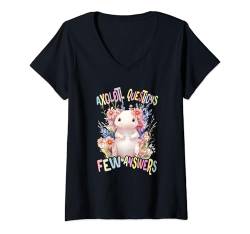 Damen Baby Axolotl Questions few Answer mit Blumen süße Salamander T-Shirt mit V-Ausschnitt von süßer farbenfrohe Axolotl Liebhaber Outfits