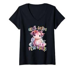 Damen Baby Axolotl Questions few Answer mit Blumen süße Salamander T-Shirt mit V-Ausschnitt von süßer farbenfrohe Axolotl Liebhaber Outfits