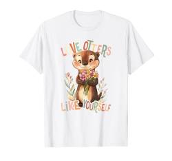 Baby Otter mit Blumen Liebe andere Otters Mädchen Tochter T-Shirt von süßer farbenfrohe Otter Liebhaber Outfits