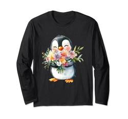 Baby Pinguin mit Blumen süße Pinguine See Vogel Tochter Langarmshirt von süßer farbenfrohe Pinguin Liebhaber Outfits