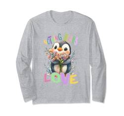 Baby Pinguin mit Blumen süße Pinguine See Vogel Tochter Langarmshirt von süßer farbenfrohe Pinguin Liebhaber Outfits