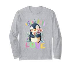 Baby Pinguin mit Blumen süße Pinguine See Vogel Tochter Langarmshirt von süßer farbenfrohe Pinguin Liebhaber Outfits