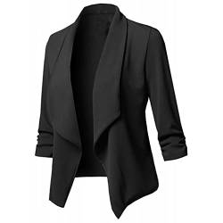 Blazer Damen Elegant Blazer Damen Sportlich Trachtenblazer Damen Business Freizeit Outfit Damen Revers Geraffte Ärmel Festival Outfit Damen Offen Vorne Jacke Leicht Arbeit Büro Blazer Outwear von sutelang lurryly