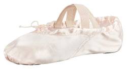 tanzmuster Ballettschuhe Damen - Sammy - Satin - Geteilte Ledersohle - Ballettschläppchen für Erwachsene - rosa, 45 von tanzmuster