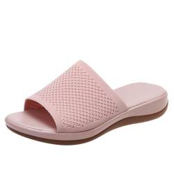 ticticlily Damen Sandalen Flache Stretch Slide Sandalen Sommer Slip-On Leichtgewicht Slippers Strand Hausschuhe Stricken Sportliche Hausschuhe B Rosa 41 EU von ticticlily