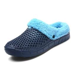 ticticlily Herren Mules Clogs Slip on Garten Schuhe Pelz Gefüttert Warme Winter Slipper A Blau 39 EU von ticticlily