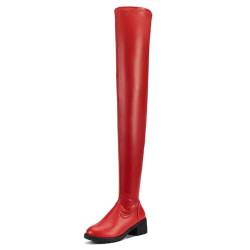 ticticlily Overknees Stiefel Damen Flach B Rot 40 von ticticlily