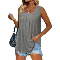 ticticlily Top Damen Sommer T-Shirt V-Ausschnitts Ärmellose Oberteile Tank Tops Casual Loose Basic Leicht Blusen Tshirts Hemd Tee Shirts Weste Sommertop C Grau XXL von ticticlily