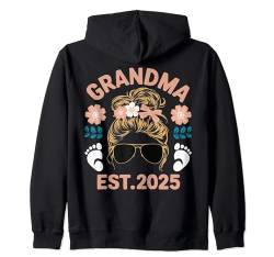 Oma est. 2025 - Liebevolles Blumenmotiv und Baby-Fußabdruck Kapuzenjacke von time grandma established 2025