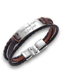 treats yourself Love never fails christliches Armband | glaubensbasierter christlicher Schmuck | christliche Geschenke für Männer mit Bibelvers Gravur und tiefgehender Bedeutung von treats yourself