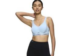 Sport-BH TRIACTION BY TRIUMPH "Triaction Cardio Flow P EX", Damen, Gr. 95, Cup B, blau (sky blau), Single Jersey, Obermaterial: 57% Polyester, 28% Polyamid, 15% Elasthan, unifarben, kontrastfarbene Details, sportlich, BHs, atmungsaktiv von triaction by Triumph