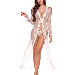 tsaChick Damen Dessous Sexy Transparent Kaufen Spitzen 3-TGL Frauen Halbdurchsichtige Lang Cosplay Nachtwäsche Tanga Baumwoll UnterwäSche Damen Erotische Baby Dolls & Negligees QQD8 von tsaChick