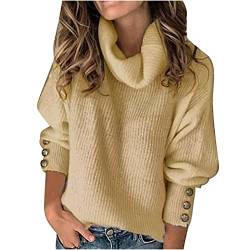 tsaChick Vintage Pullover Damen Rollkragenpullover Strickpullover Damen Winterpullover Oversize Rollkragen Pullover Grobstrick Strickpulli Pullover Damen Winter 34-48 von tsaChick