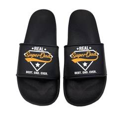 tshirtladen Real Super Dad Badelatschen Sandalen perfekt für den Strand und im Urlaub und, Größe: 45 EU von tshirtladen