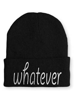 tshirtladen whatever lustiges Statement Beanie Mütze mit Spruch, Farbe: Black von tshirtladen