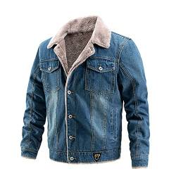 umifyxioy Winterjacke Herren,Herren Jeansjacke Übergangsjacke Trucker Jacket Sherpa Jacke mit Fell Teddyfell Jeans Denim Jacket Freizeitjacke Vintage Retro Classic Street Style von umifyxioy