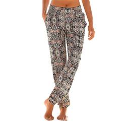 unilarinna Damen Pant Lange Trousers Haremshose Schlupfhose Strandhose Sommer Hose Straight Bein Hose Flower Freizeithose Stoffhose in fließend weicher Qualität Jogginghose mit Taschen Frauen von unilarinna