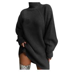 unilarinna Damen Pulli Oversize Long Pullover High Neck Lose Bluse Casual Locker Langarmshirts Warm Langarm Strickpullover Basic Oberteil Tops Elegant Einfarbig Sweatshirt von unilarinna