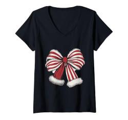 Damen Weihnachten Kokette Schleife Rot Vintage Xmas Merry Christmas T-Shirt mit V-Ausschnitt von urbanteesstore