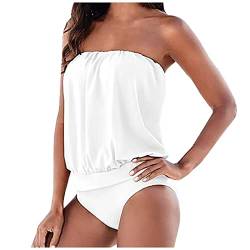 Badeanzug Damen Ohne Träger Monokini Bikini Strandmode Elegant Sommer Tankini Festliche Sportlich Sport Badeanzüge Für Damen Anzug Damen Figurformend Effekt Damen Kleidung Weiss M 401 von uxxnjfg