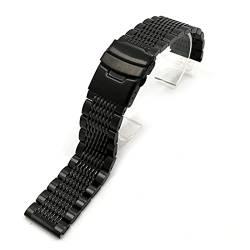 ENICEN Luxus 22/20 / 24mm Solid Milan Link Edelstahl Uhrenarmband Faltschließe Sicherheitsuhren Strap Armband Ersatz (Color : Black, Size : 22mm) von vazzic