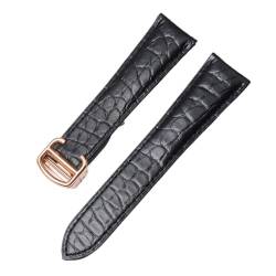 YingYou Armband Aus Alligatorleder, Kompatibel Mit Cartier Solo Tank London, Echtes Leder, Schwarz, Braun, Uhrenarmband For Herren Und Damen, 16 18 20 22 24 Mm ( Color : Black-rosegold , Size : 17mm ) von vazzic