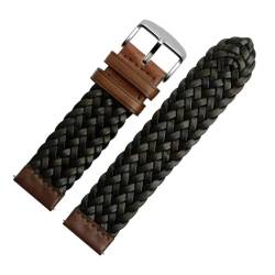 vazzic YingYou 20mm 22mm 24mm Echtes Leder Geflochtenes Uhrenarmband Männer Frauen Universal Quick Release Rindsleder Armband Armband Zubehör(Color:Brown black01,Size:20mm) von vazzic