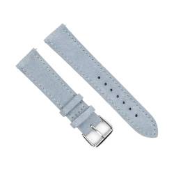 vazzic YingYou Echtes Leder Wildleder Uhrenarmband Leder Retro Armband 18mm 19mm 20mm 22mm Grau Blau Uhrenzubehör(Light blue,19mm) von vazzic