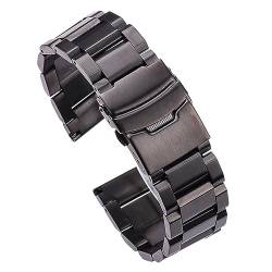 vazzic YingYou Uhrenarmband-Armband, 18 Mm, 20 Mm, 22 Mm, 24 Mm, Edelstahl, Uhrenarmband, Gliederarmband, Blau, Schwarz, Gold, Zubehör (Color : Black, Size : 20mm) von vazzic