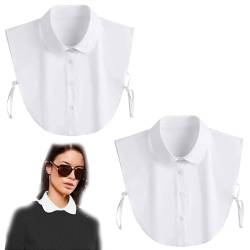 2 Stücke Frauen Kragen Krageneinsatz Damen,Krageneinsatz Damen,Krageneinsatz Damen,Fake Collar Detachable Collar Abnehmbare Hälfte Shirt Bluse Damen Blusenkragen Einsatz,Blusenkragen Für Anzug (Weiß) von vcsjw