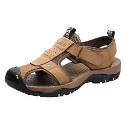 vejtmcc Sandalen Herren Trekkingsandalen Closed Toe Outdoor Leder Wanderschuhe Atmungsaktive Sneaker Sandale, Strand, Wasser Fischer Wandersandale, Geschlossene Sandalen OrthopäDische Sandalen von vejtmcc