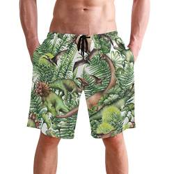 visesunny Herren Badehose Schwimmen Strand Surfen Board Shorts Bademode schnell trocknendes Netzfutter Badeanzüge mit Taschen, Dinosaurier, XXL von visesunny