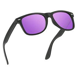 wearPro Sonnenbrille-Herren-Damen-Polarisiert-Rechteckig-Sonnenbrillen Unisex Retro Klassische Vintage Polarisierte Brille UV400 Schutz Classic Sunglasses Eckig für Fahren (Schwarz Lila/Gespiegelt) von wearPro