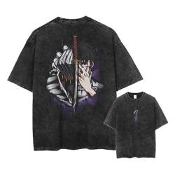 Anime Jujutsu Kaisen Fushiguro Toji Doppelseitiger Druck T Shirt 100% Baumwolle Gewaschen Retro Herren T Shirt Damen Street Harajuku T Shirt von westtrend